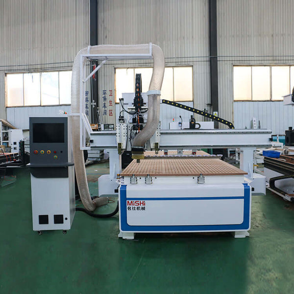 Multifunction ATC CNC Router with Oscillating Knife & CCD Camera for furniture industry, cutting, engraving, drilling, grooving.