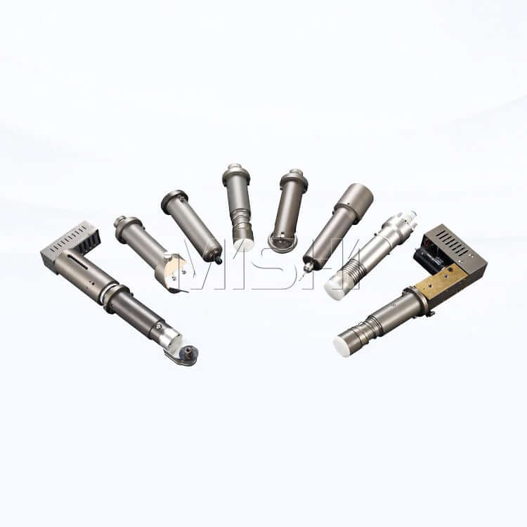 Components of a high-speed oscillating knife cutting machine for leather and rubber materials.